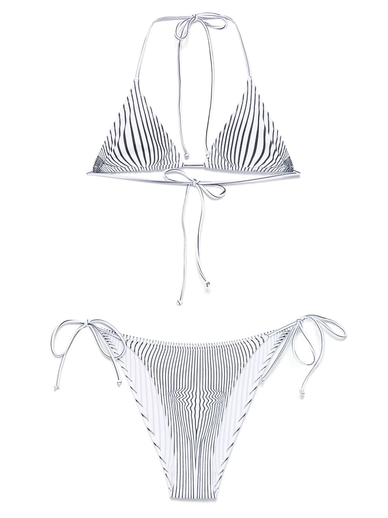 JEAN PAUL GAULTIER - White and Black Striped Bikini