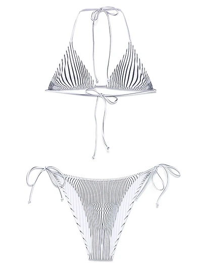 JEAN PAUL GAULTIER - White and Black Striped Bikini