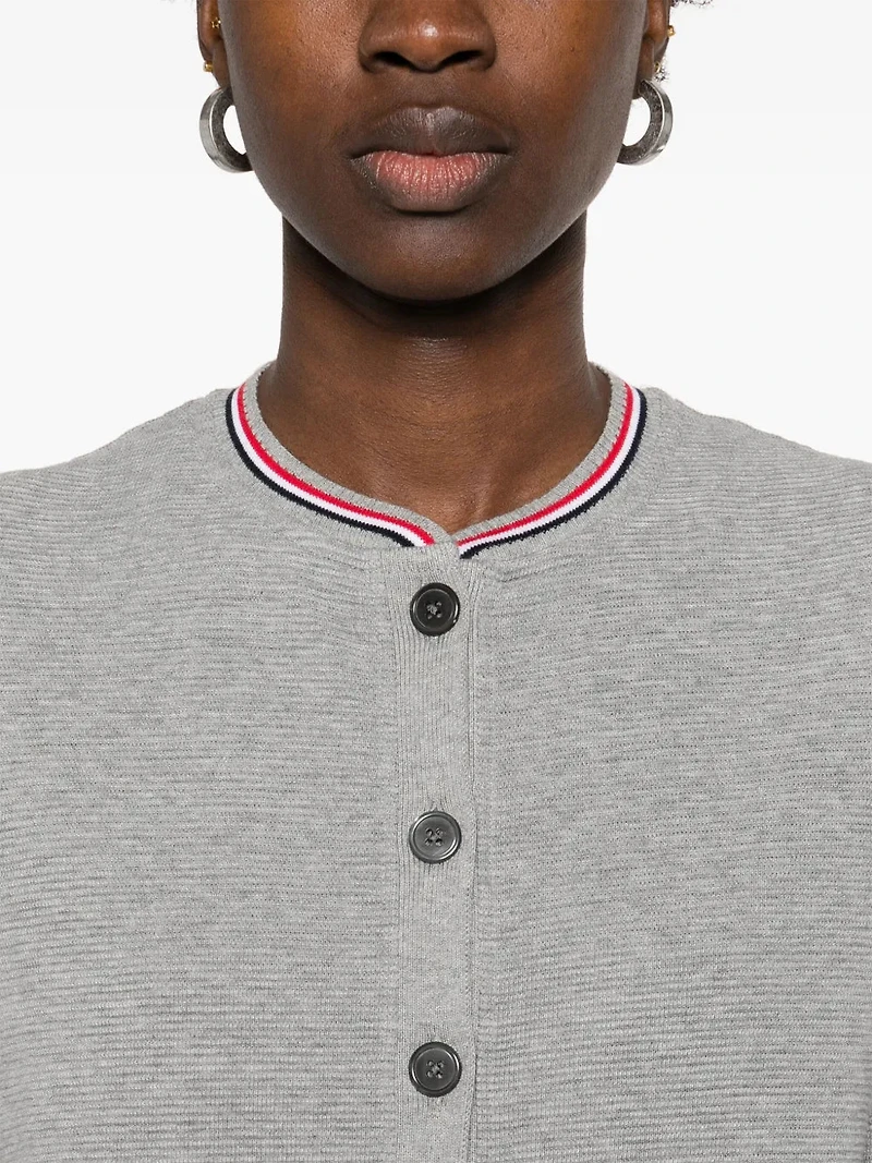 THOM BROWNE - Stipe Waffle Knit Cardigan