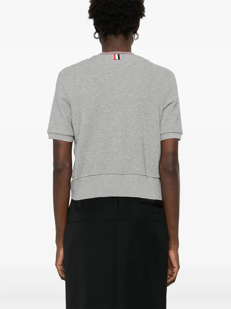 THOM BROWNE - Stipe Waffle Knit Cardigan