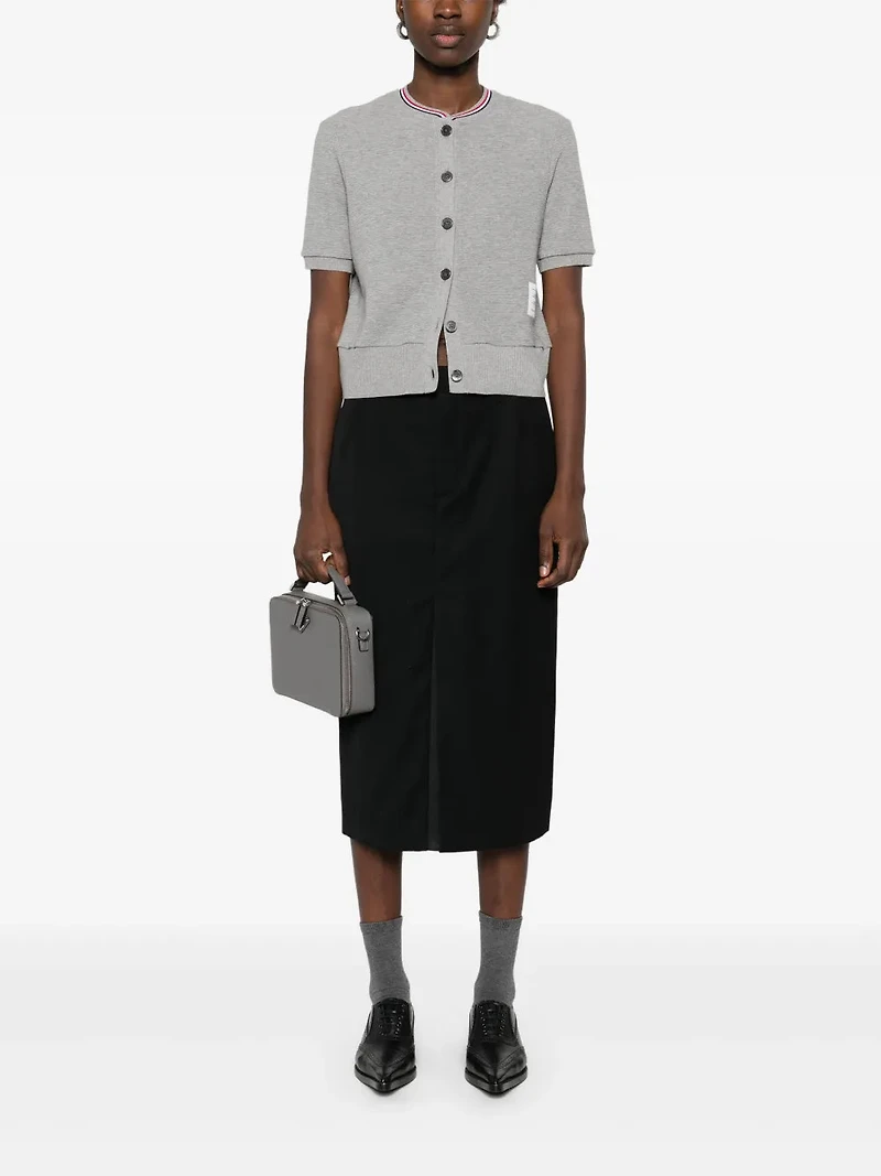THOM BROWNE - Stipe Waffle Knit Cardigan