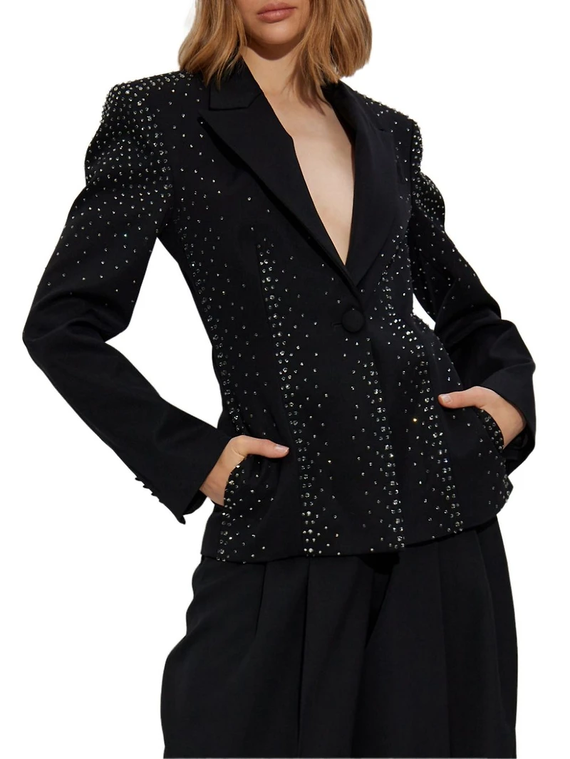 THE ATTICO - Crystal-Embellished Blazer Black
