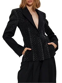 THE ATTICO - Crystal-Embellished Blazer Black