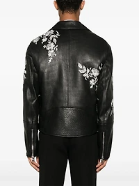 ALEXANDER MCQUEEN - FLORAL EMBROIDERED LEATHER BIKER JACKET