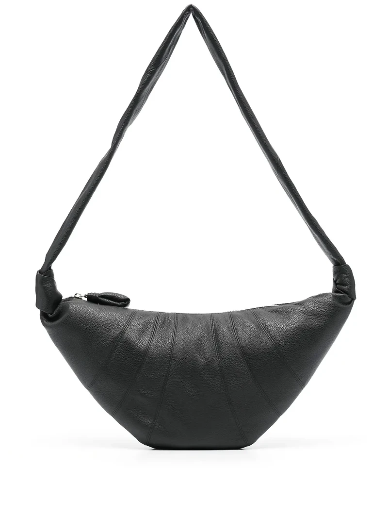 LEMAIRE - Medium Leather Croissant Bag in Black