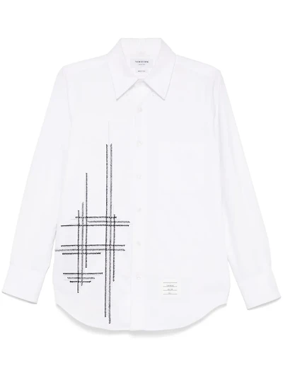 THOM BROWNE - Chain and Blanket Stitch Oxford Shirt
