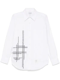 THOM BROWNE - Chain and Blanket Stitch Oxford Shirt