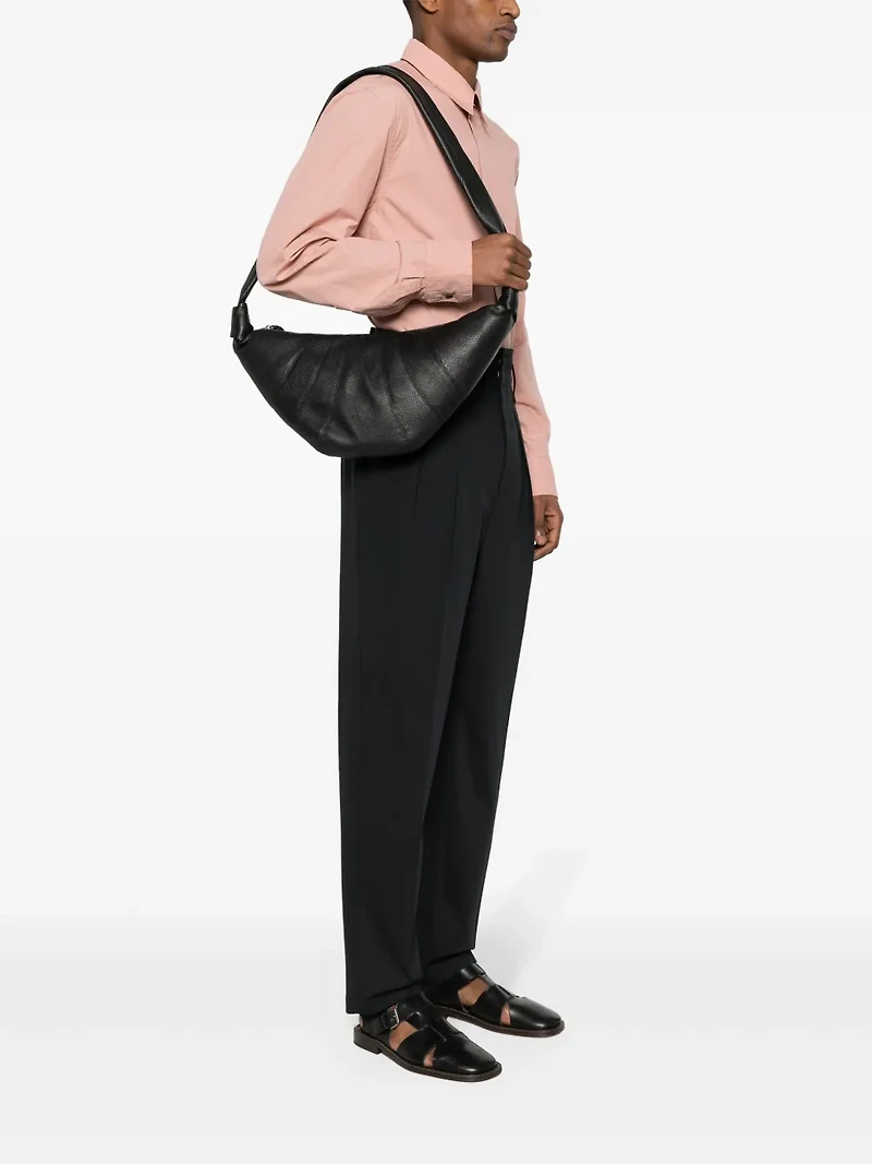 LEMAIRE - Medium Leather Croissant Bag in Black