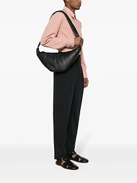 LEMAIRE - Medium Leather Croissant Bag in Black