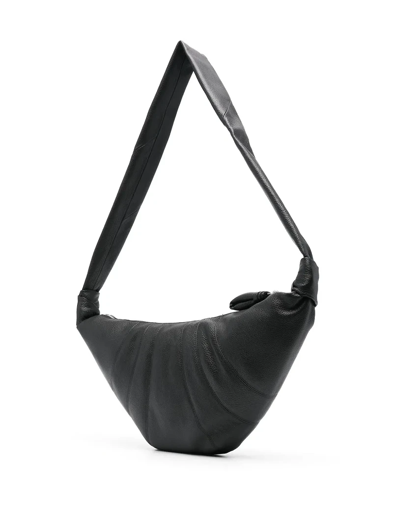 LEMAIRE - Medium Leather Croissant Bag in Black