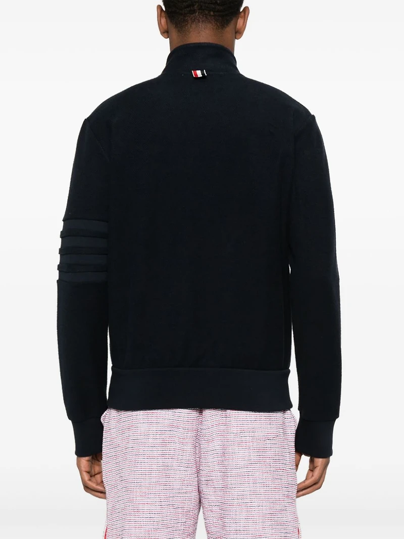 THOM BROWNE - 4 Bar Reverse Loopback Zip Jacket in Navy