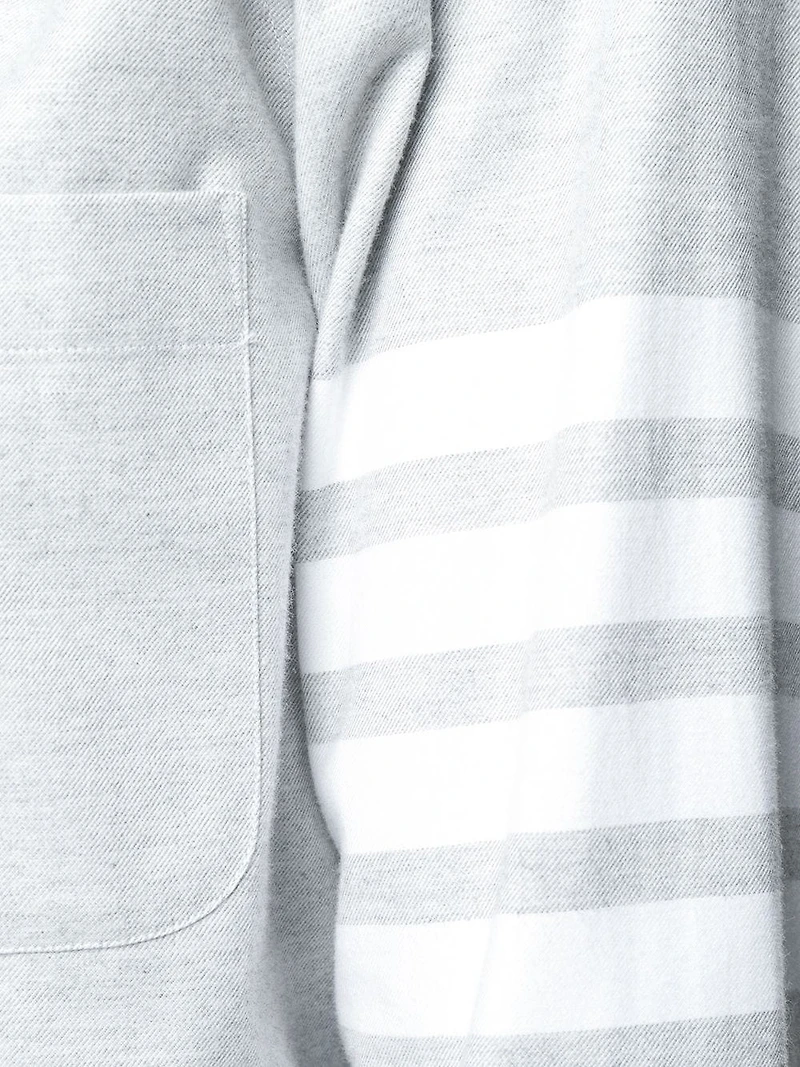 THOM BROWNE - 4-Bar Button Down Shirt in Grey Cotton Flannel