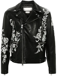 ALEXANDER MCQUEEN - FLORAL EMBROIDERED LEATHER BIKER JACKET
