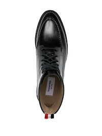 THOM BROWNE - Apron Stitch Boot in Black Calf Leather