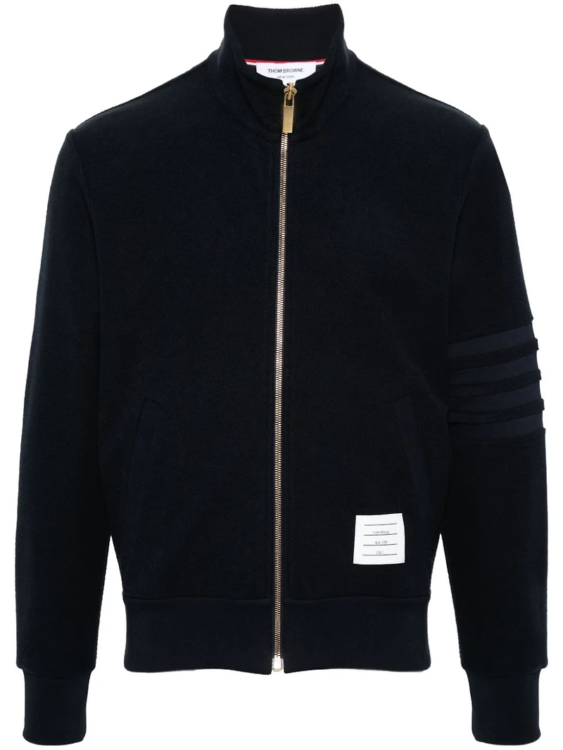 THOM BROWNE - 4 Bar Reverse Loopback Zip Jacket in Navy