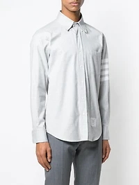 THOM BROWNE - 4-Bar Button Down Shirt in Grey Cotton Flannel