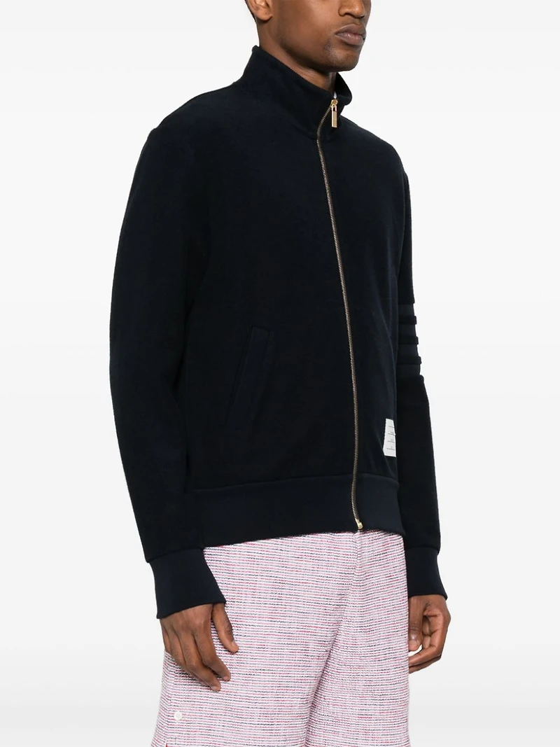 THOM BROWNE - 4 Bar Reverse Loopback Zip Jacket in Navy