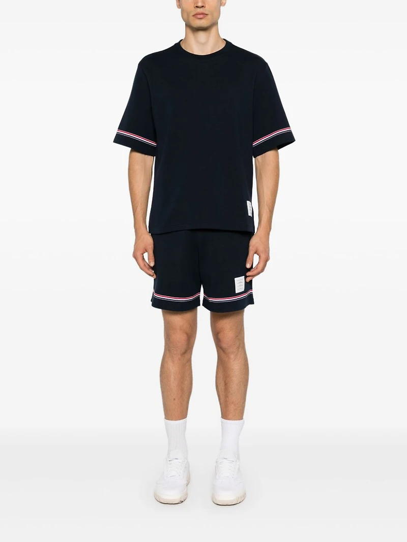 THOM BROWNE - Rugby Fit RWB Stripe T-Shirt in Navy