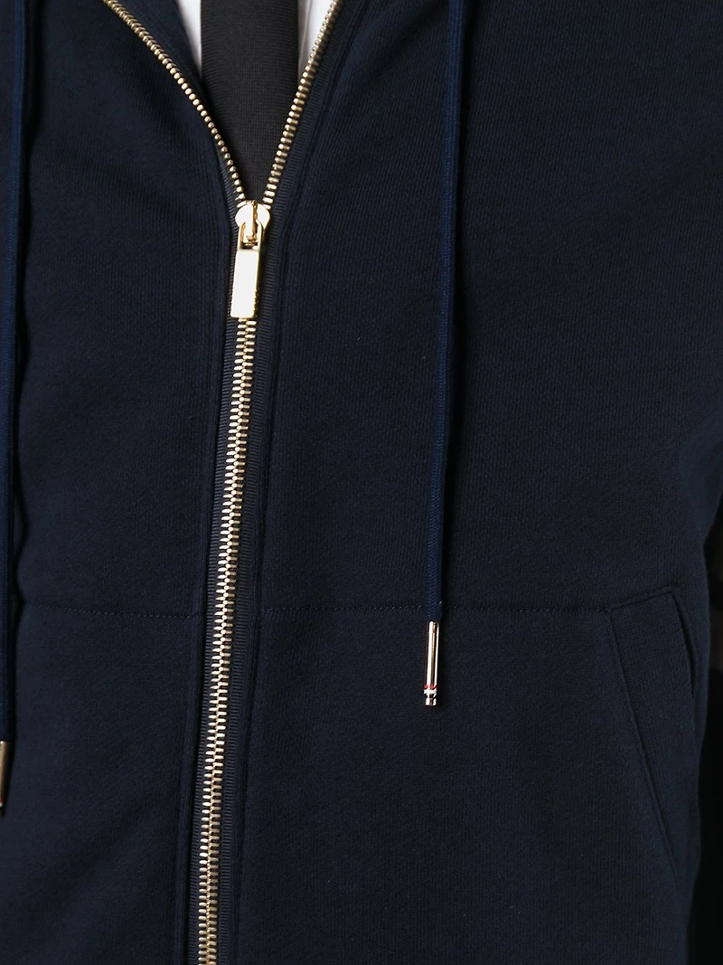 THOM BROWNE - 4-Bar Zip Hoodie in Navy