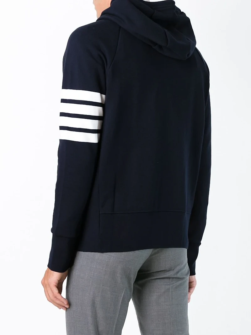 THOM BROWNE - 4-Bar Zip Hoodie in Navy