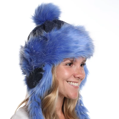 Hat with braids made from eco-responsible fur