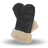 Mitaine de cuir avec revers fourrure