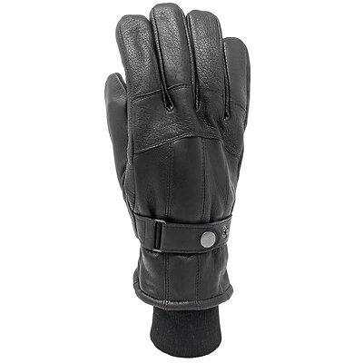 Leather glove with knit cuff