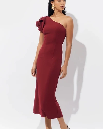 ADELYN RAE
DION ONE SHOULDER FLORAL APPLIQUE MAXI DRESS