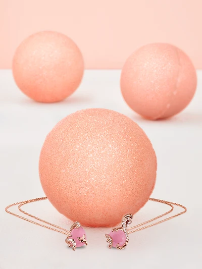 Rose Gold  Bath Bomb - Rose Quartz Necklace Collection