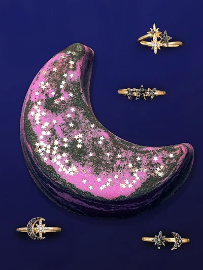 Mystic Moon Bath Bomb - Black and Gold Celestial Ring Collection