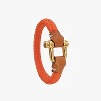 Pulsera Grillete Cordón Trenzado Naranja Oro
