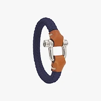 Pulsera Grillete Cordón Trenzado Azul Plata