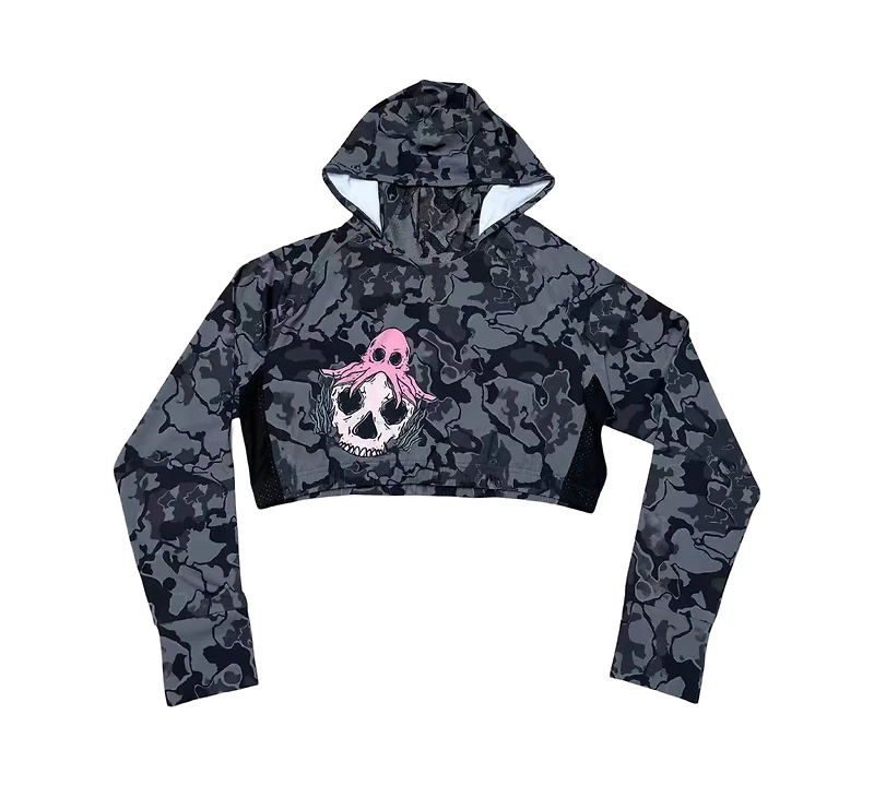 Crop topped hooded Rashguard (black)