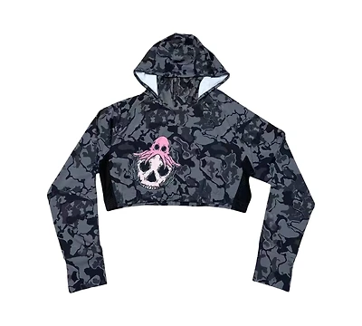 Crop topped hooded Rashguard (black)