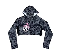 Crop topped hooded Rashguard (black)