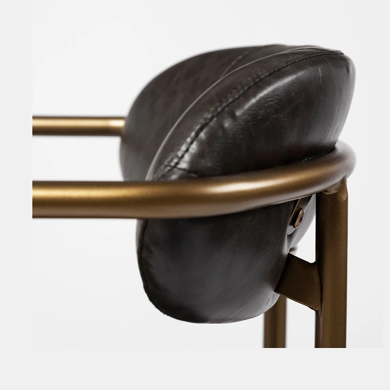 Parker Brown Faux Leather Seat Gold Metal Counter Stool