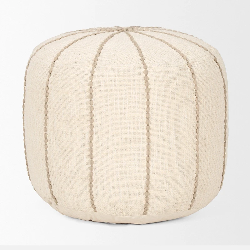 Sachi Beige w/ Stitching Pouf