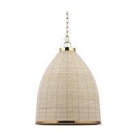 Saliha Cane w/ Brass Metal Pendant Light