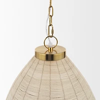 Saliha Cane w/ Brass Metal Pendant Light
