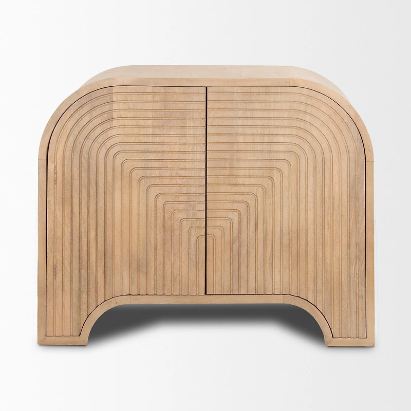 Sorina Reverse Fluted Light Brown Wood Accent Cabinet