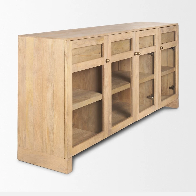 Suri Light Brown Wood w/ Glass Doors Sideboard