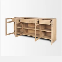 Suri Light Brown Wood w/ Glass Doors Sideboard