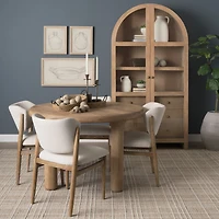 Suri Light Brown Wood W/Glass Doors Arched Curio Cabinet