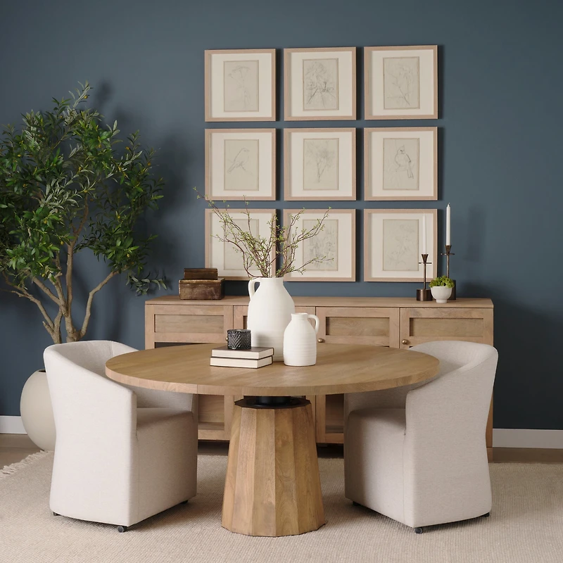 Suri Light Brown Wood w/ Glass Doors Sideboard