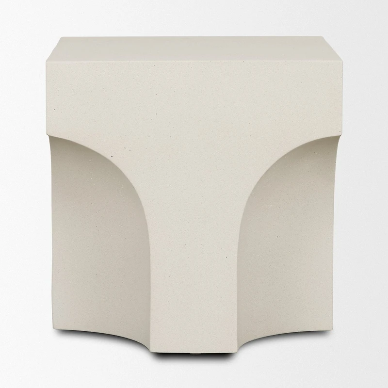 Bunda Square Sculptural Stone Finish Accent Table