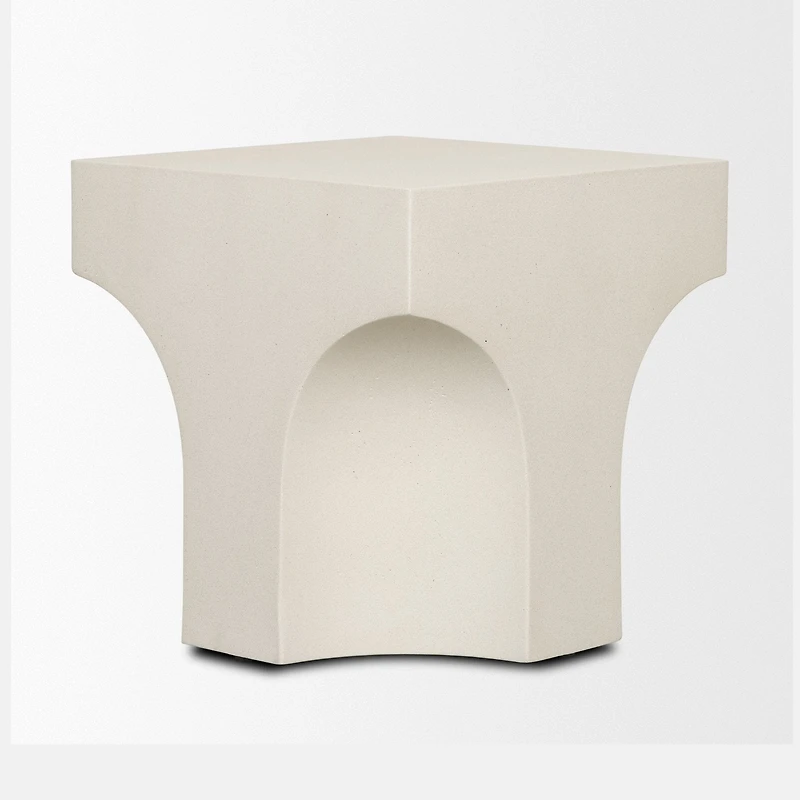Bunda Square Sculptural Stone Finish Accent Table