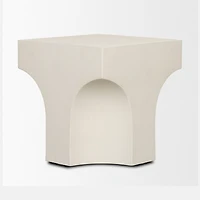 Bunda Square Sculptural Stone Finish Accent Table
