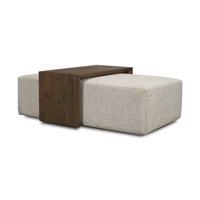Trayden Gray Fabric w/ Brown Slider Top Coffee Table
