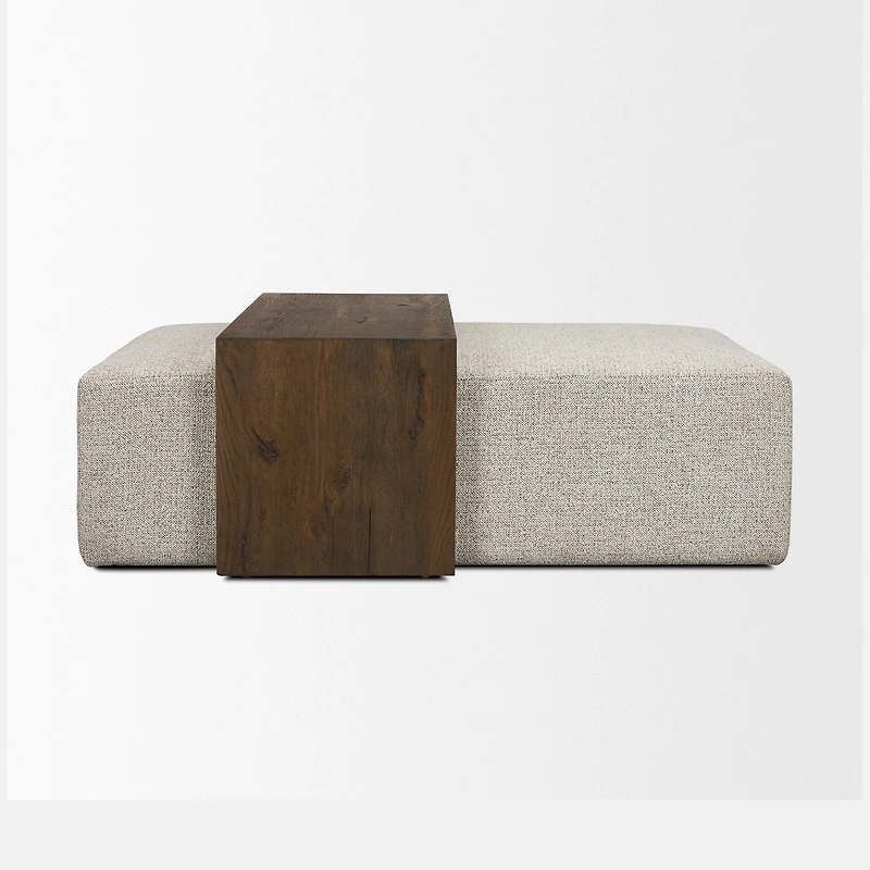 Trayden Gray Fabric w/ Brown Slider Top Coffee Table