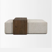 Trayden Gray Fabric w/ Brown Slider Top Coffee Table